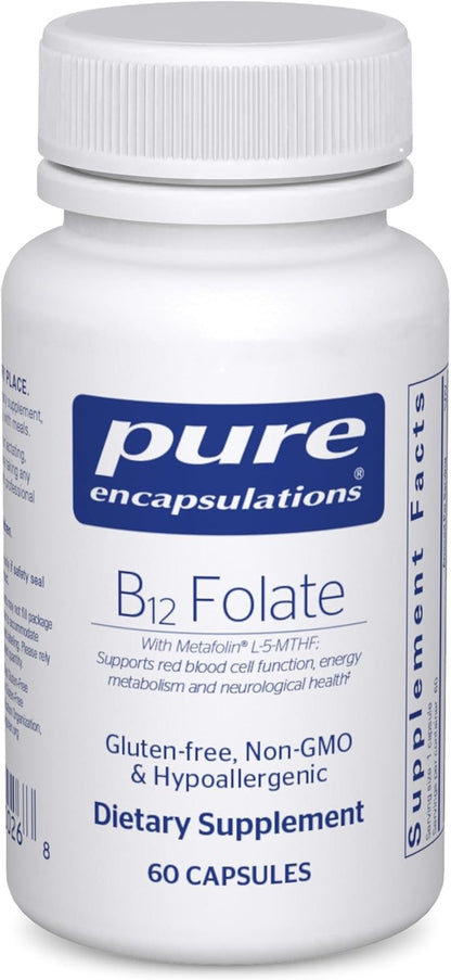 Pure Encapsulations B12 Folato - Suplemento energético para apoyar...