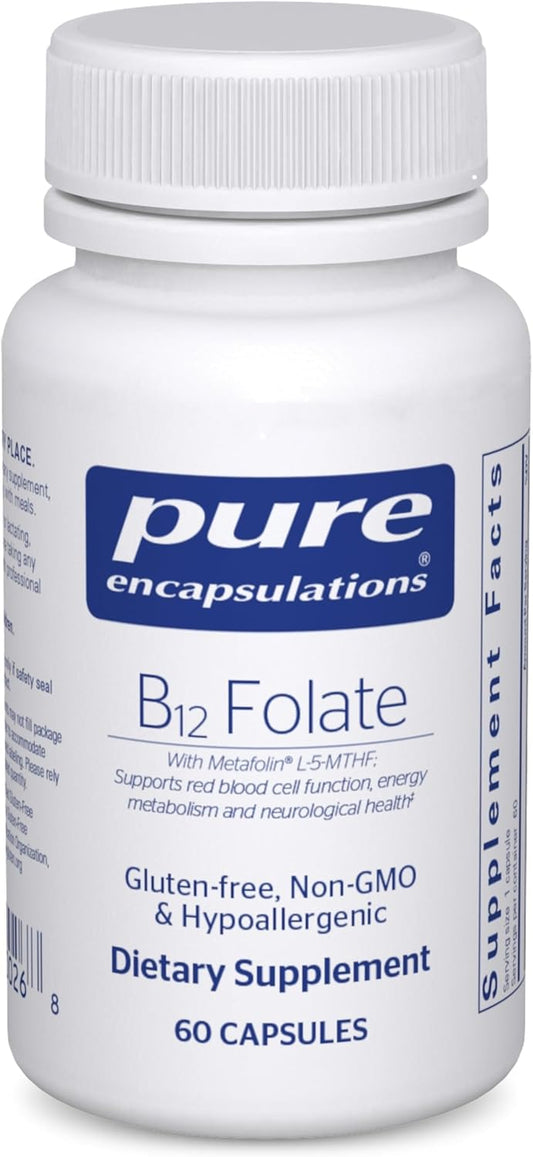 Pure Encapsulations B12 Folato - Suplemento energético para apoyar...