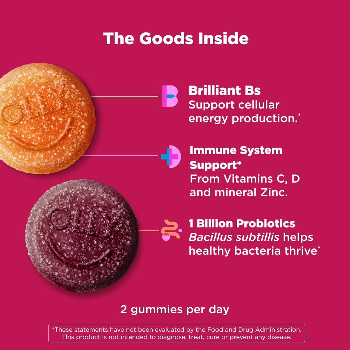 OLLY Gomitas multivitamínicas multiprobióticas para adultos, 1 mil...