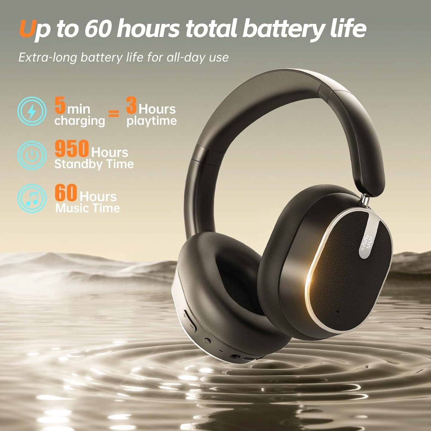 MMWOWARTS Auriculares Bluetooth híbridos con cancelación activa de...