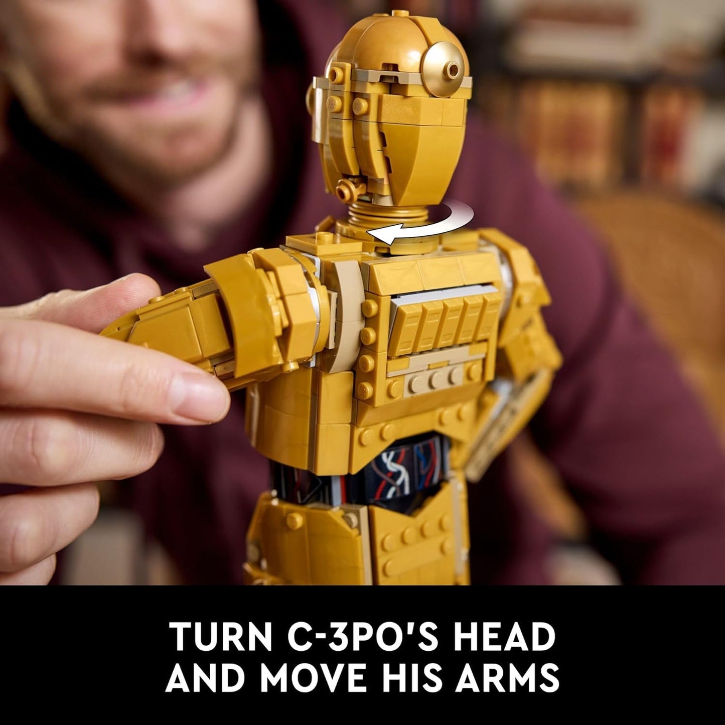 LEGO Star Wars C-3PO Figura de droide construible, modelo de construcción y exhibición con minifigura C-3PO, coleccionable de Star Wars para decoración del hogar u oficina, idea de regalo nostálgica para adultos, fanáticos o coleccionistas, 75398