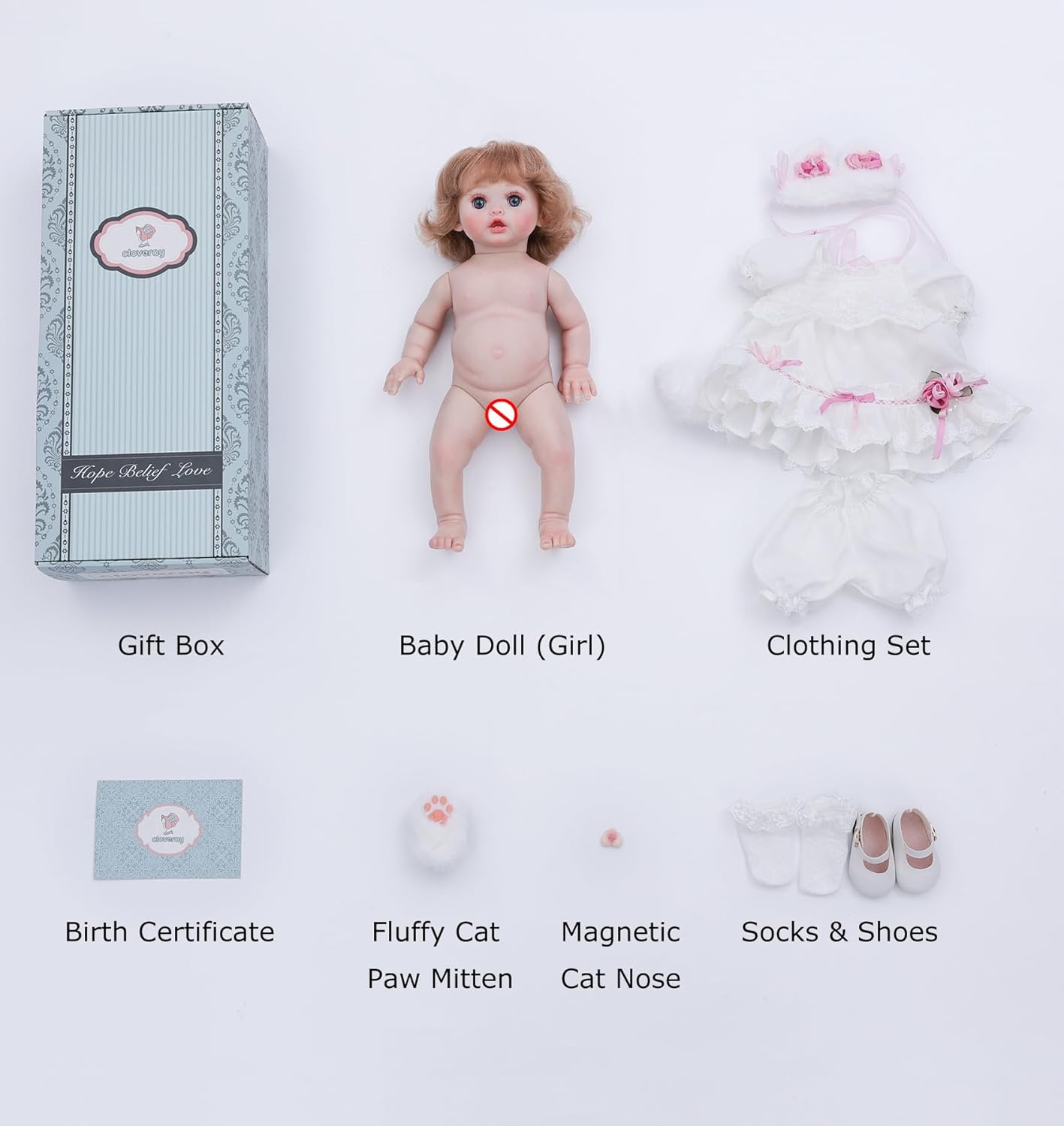 Cloveray Muñeca Bebé, Muñeca Reborn Toddler Realista de 18 Pulgadas...