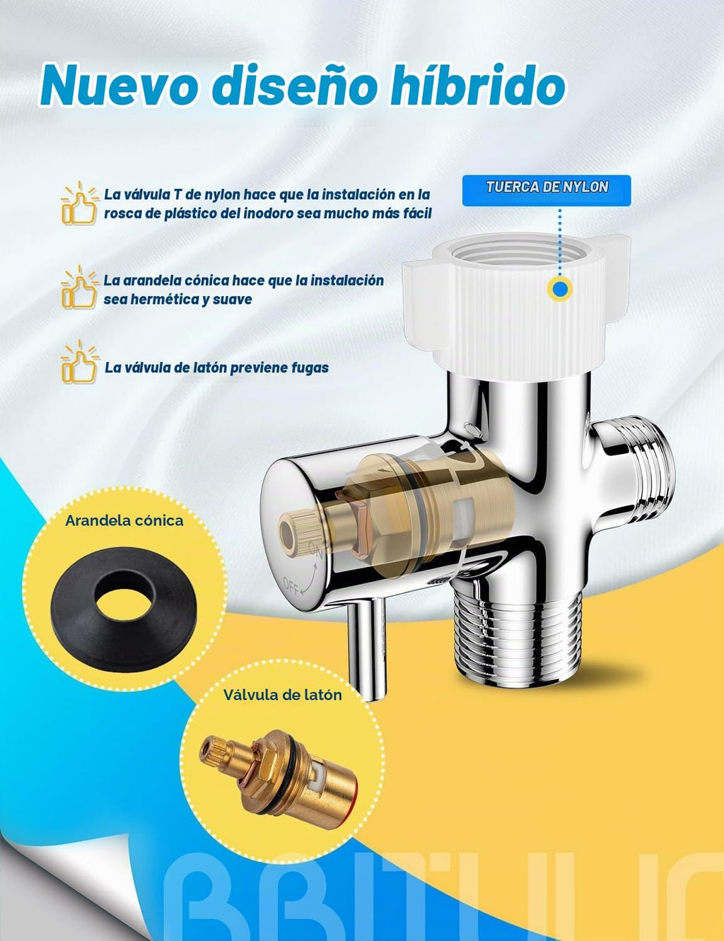BRITULIF - Pulverizador de bidé para inodoro, presión ajustable, cr...