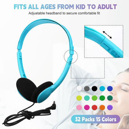 Konohan Paquete de 32 auriculares a granel para escuela, estudiante...