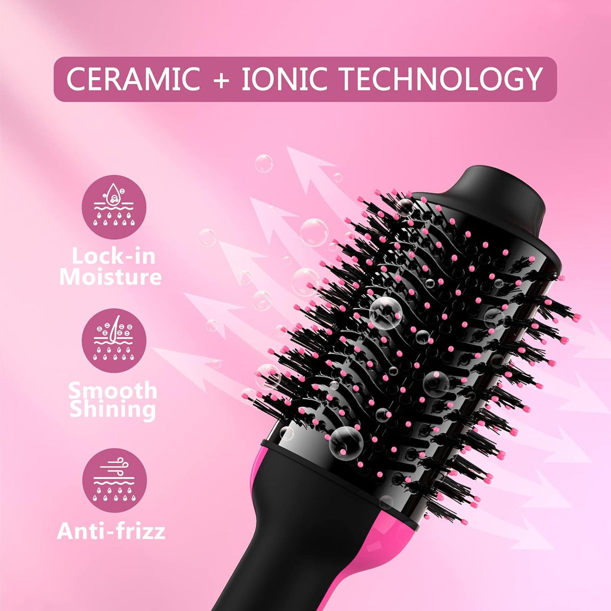 Secador de pelo, secador de pelo en uno, herramientas de peinado 4 en 1, secador de pelo con barril ovalado de cerámica, secador de pelo y moldeador voluminizador, cepillo alisador de aire caliente para todo tipo de cabello
