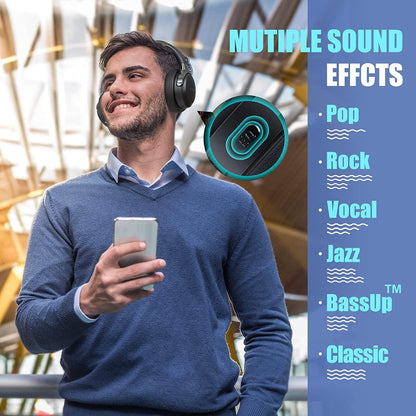 BERIBES Auriculares Bluetooth sobre la oreja, tiempo de reproducció...