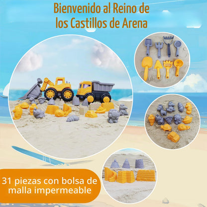 IOKUKI Juguetes de playa de arena de pala larga con juguete de exca...