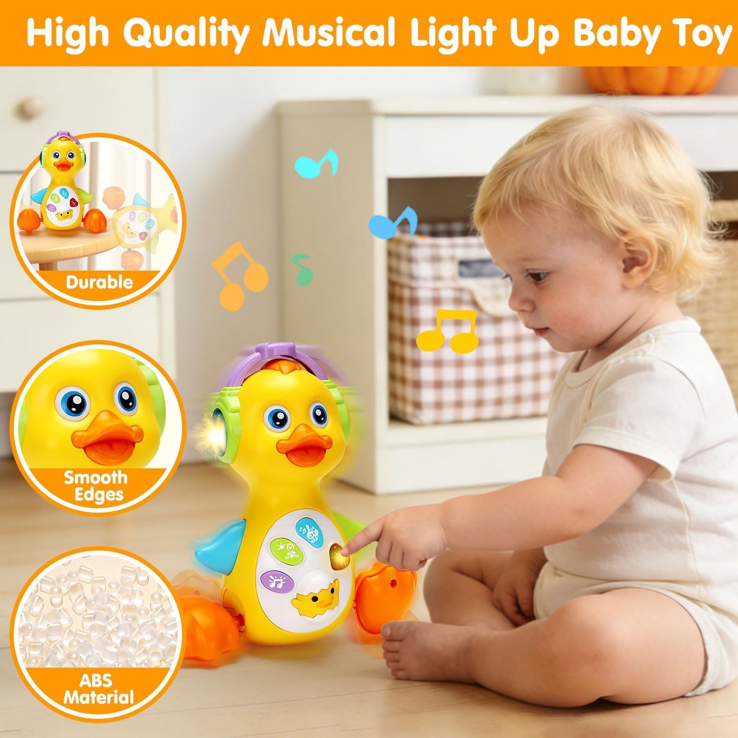 Tsomtto Juguete musical de pato para bebés, bailando y gateando, juguetes para bebés con luz, cumpleaños para niños y niñas, desarrollo de aprendizaje para bebés, juguetes para recién nacidos