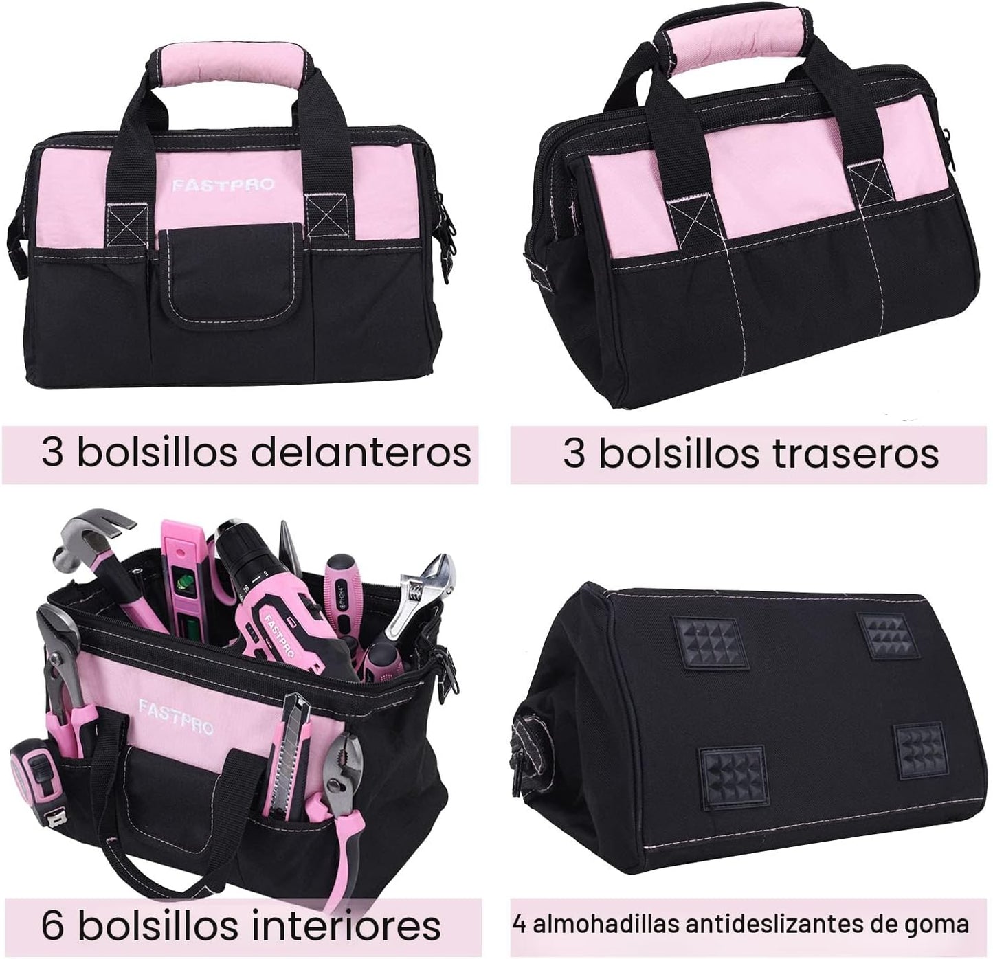 FASTPRO Juego de herramientas rosa, 220 piezas Lady's Home Repa...