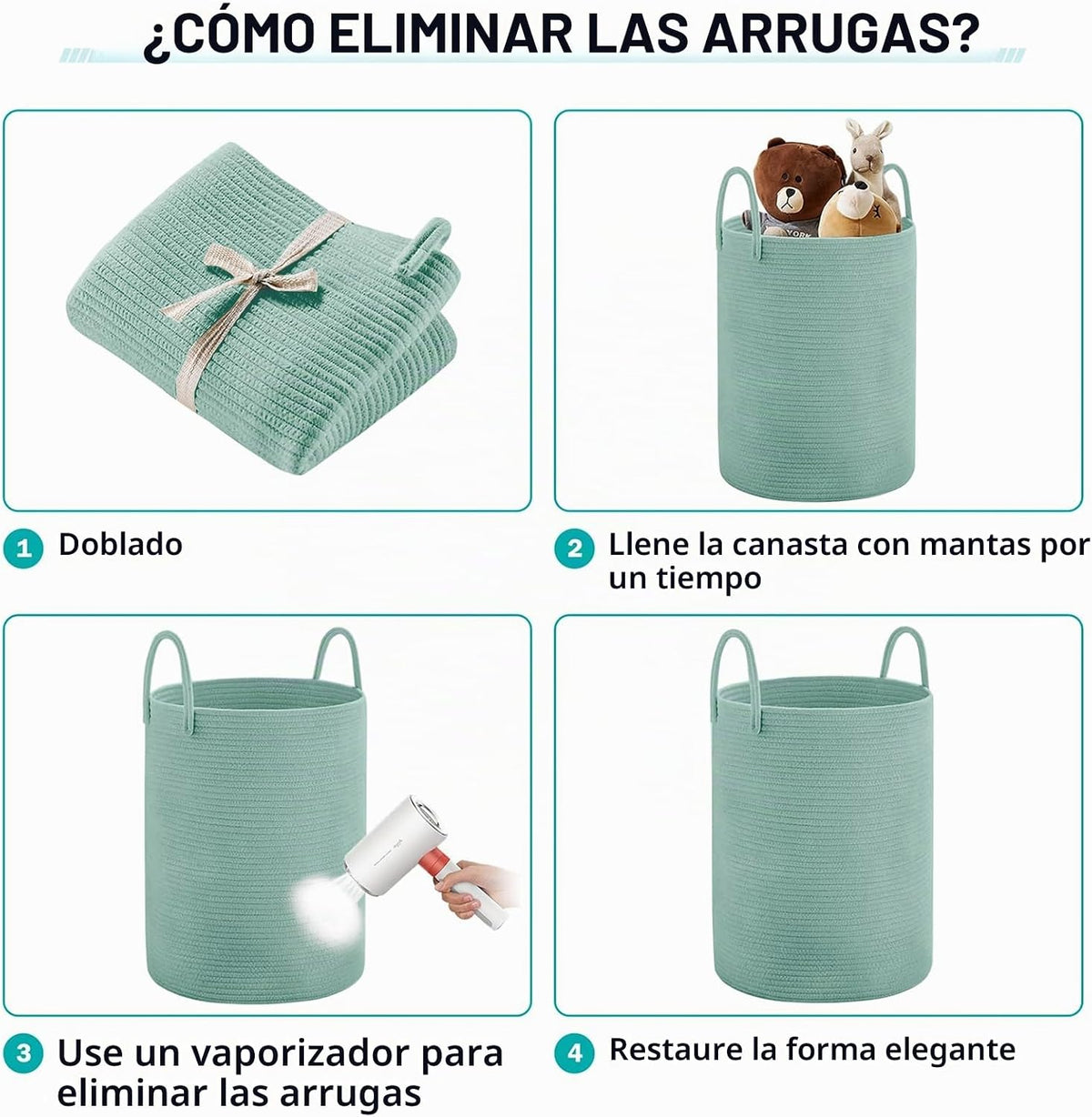 YOUDENOVA - Cesta de cuerda de algodón para ropa sucia, 58 litros p...