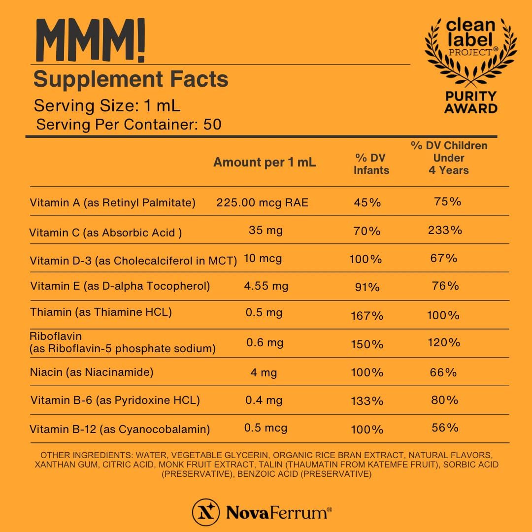 Suplemento multivitamínico de 1.7 fl oz para bebés y niños, de NovaMV