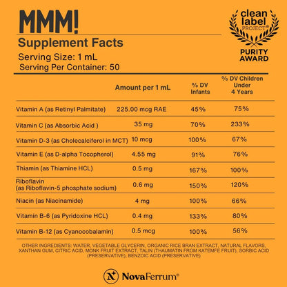 Suplemento multivitamínico de 1.7 fl oz para bebés y niños, de NovaMV