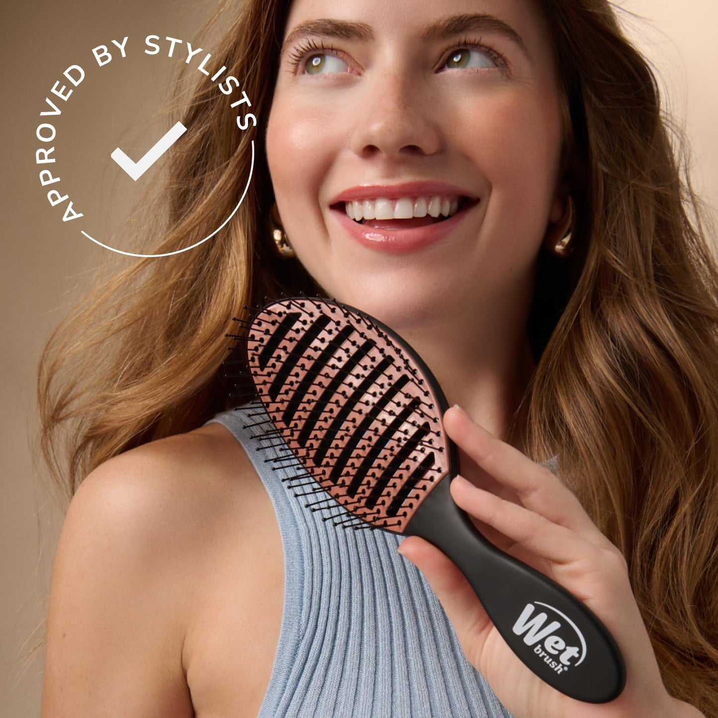 Wet Brush Cepillo de pelo de cerámica Speed Dry color negro, diseño ventilado y cerdas suaves HeatFlex para un estilo seguro de secado por soplado, mango ergonómico para desenredar sin dolor