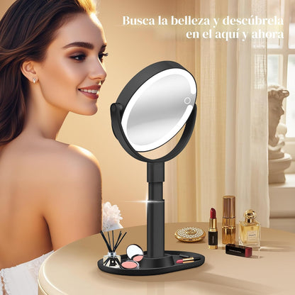 B Beauty Planet Espejo de maquillaje con luces, espejo de aumento i...