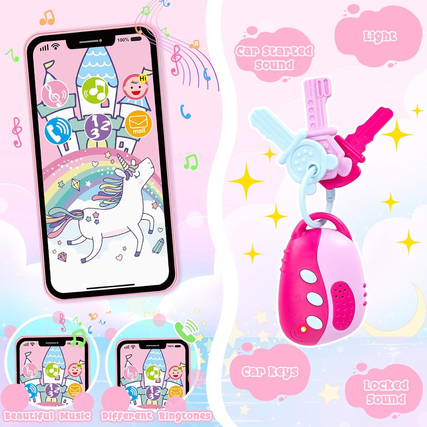 Bolsa de juego para niñas pequeñas, 35 piezas, bolso para niños con juguetes de princesa de juego de simulación, incluye bolso, cámara, teléfono, cartera, llave, bolso para niños, regalo de