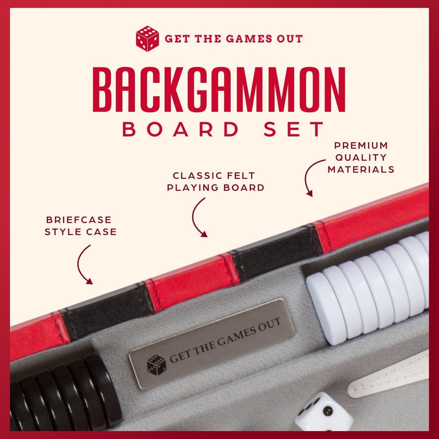 Get The Games Out - Juego de backgammon con maletín de juego de mes...