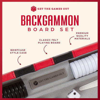 Get The Games Out - Juego de backgammon con maletín de juego de mes...