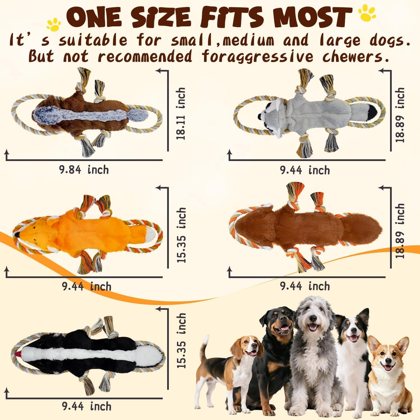 MAOOOOB Juguetes chirriantes para perros, sin relleno, paquete de 5...