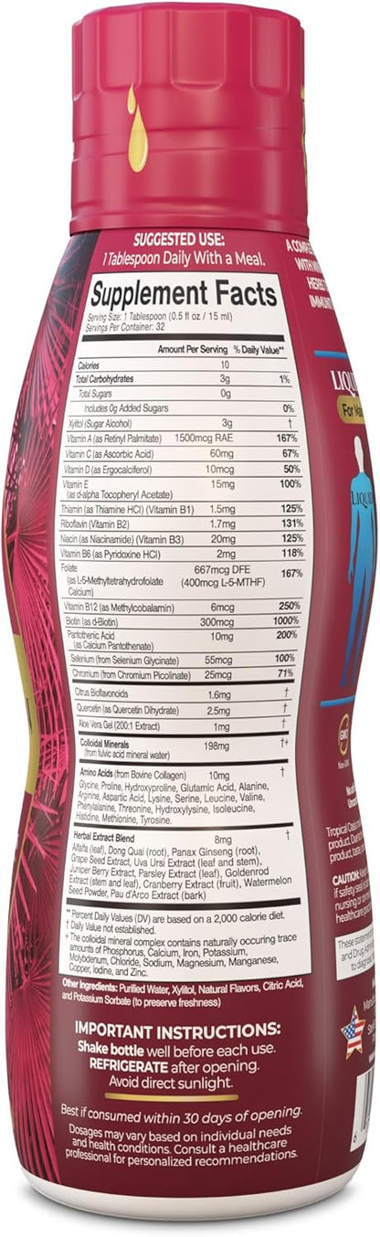 Tropical Oasis Multivitamínico líquido para adultos, suplemento mul...