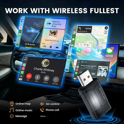 H-Air - Adaptador inalámbrico CarPlay y Android Auto, actualización 2025, dongle USB Plug & Play, convierte CarPlay Auto con cable a inalámbrico, sin latencia, conexión rápida, para
