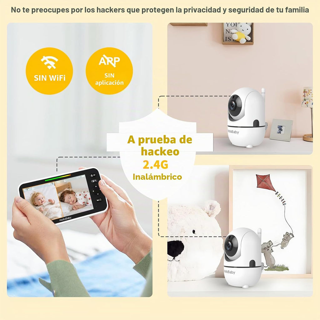 HelloBaby Pantalla dividida de 6 "sin monitor de bebé WiFi 2 cá...