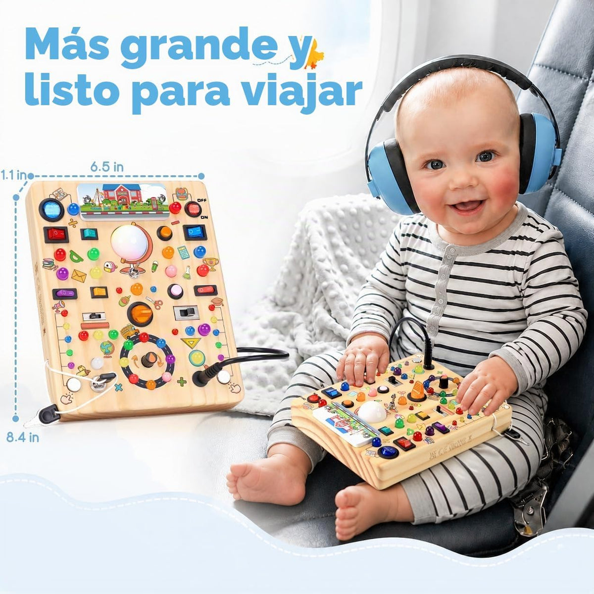 Tablero de actividades con interruptores de luz LED, juguetes Monte...