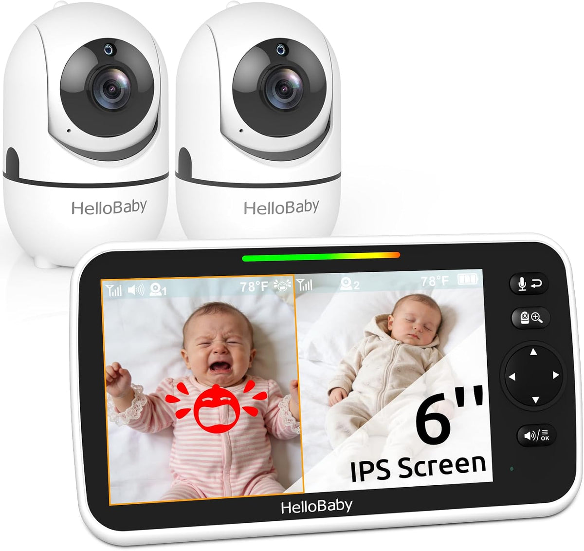 HelloBaby Pantalla dividida de 6 "sin monitor de bebé WiFi 2 cá...