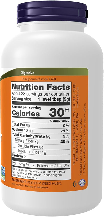 NOW Foods Suplementos, polvo de cáscara de psyllium, proyecto verif...