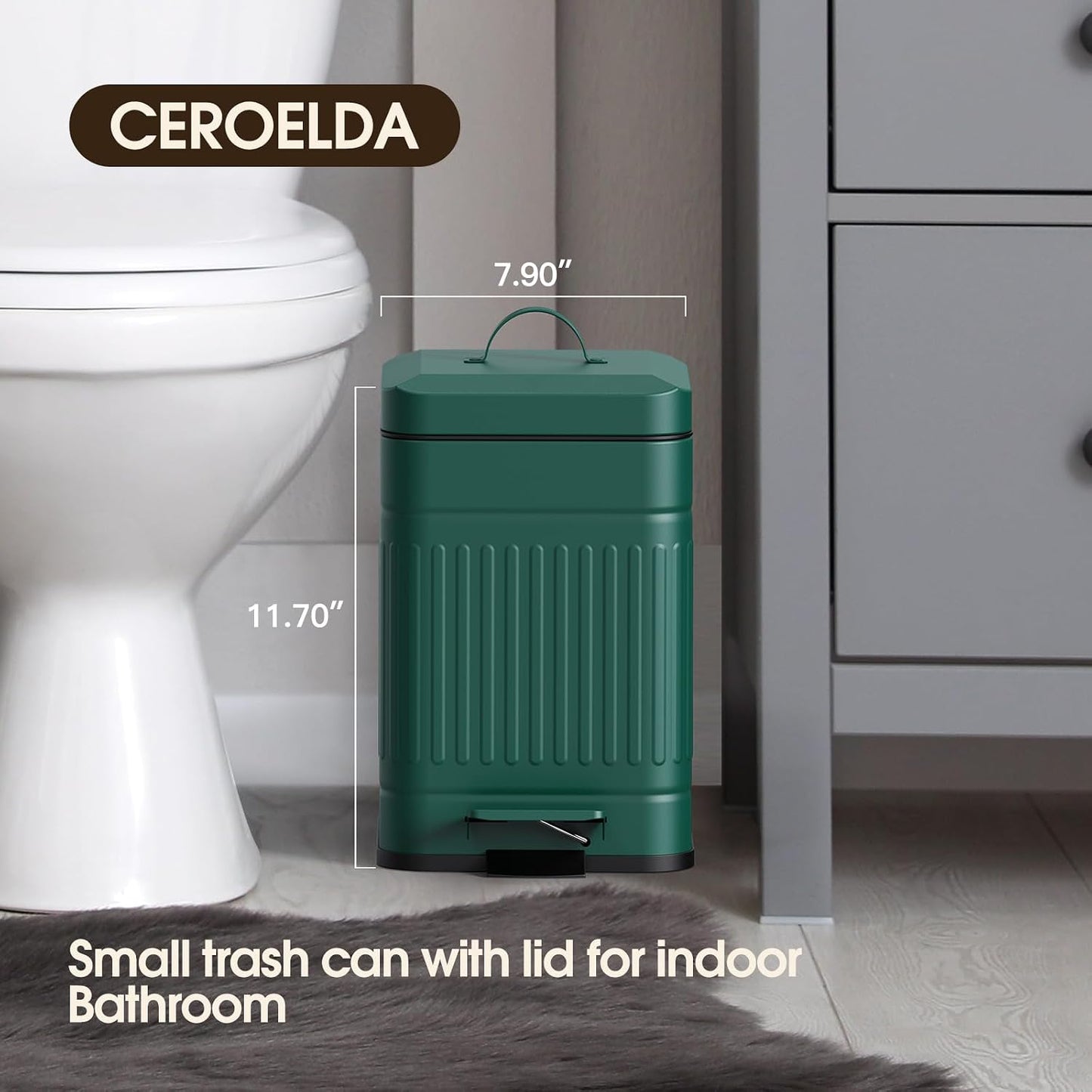 CEROELDA Cubo de Basura Pequeño con Tapa - 5L\/1.3 Gal, Cubo de Bas...