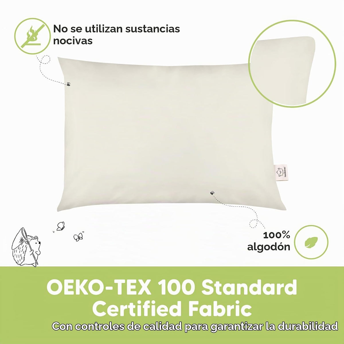 KeaBabies Paquete de 2 almohadas para niños de 2 años a 5,13 x 18 p...