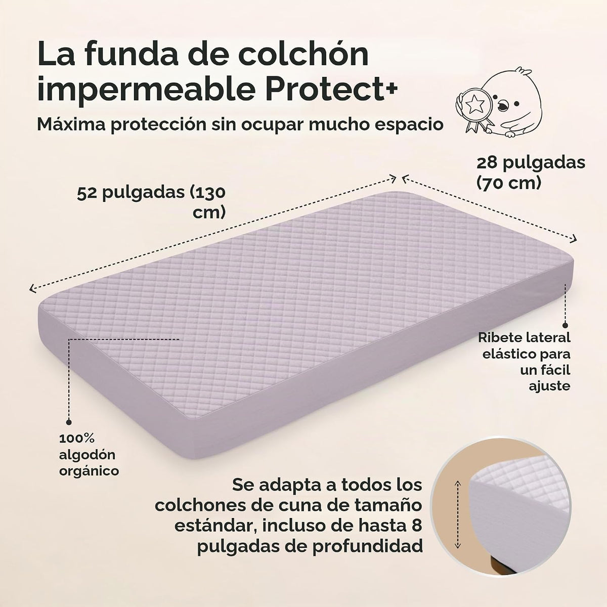 Paquete de 2 fundas protectoras de colchón impermeables para cuna,...