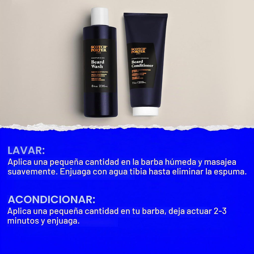 Paquete de lavado y acondicionador hidratante para barba Scotch Por...