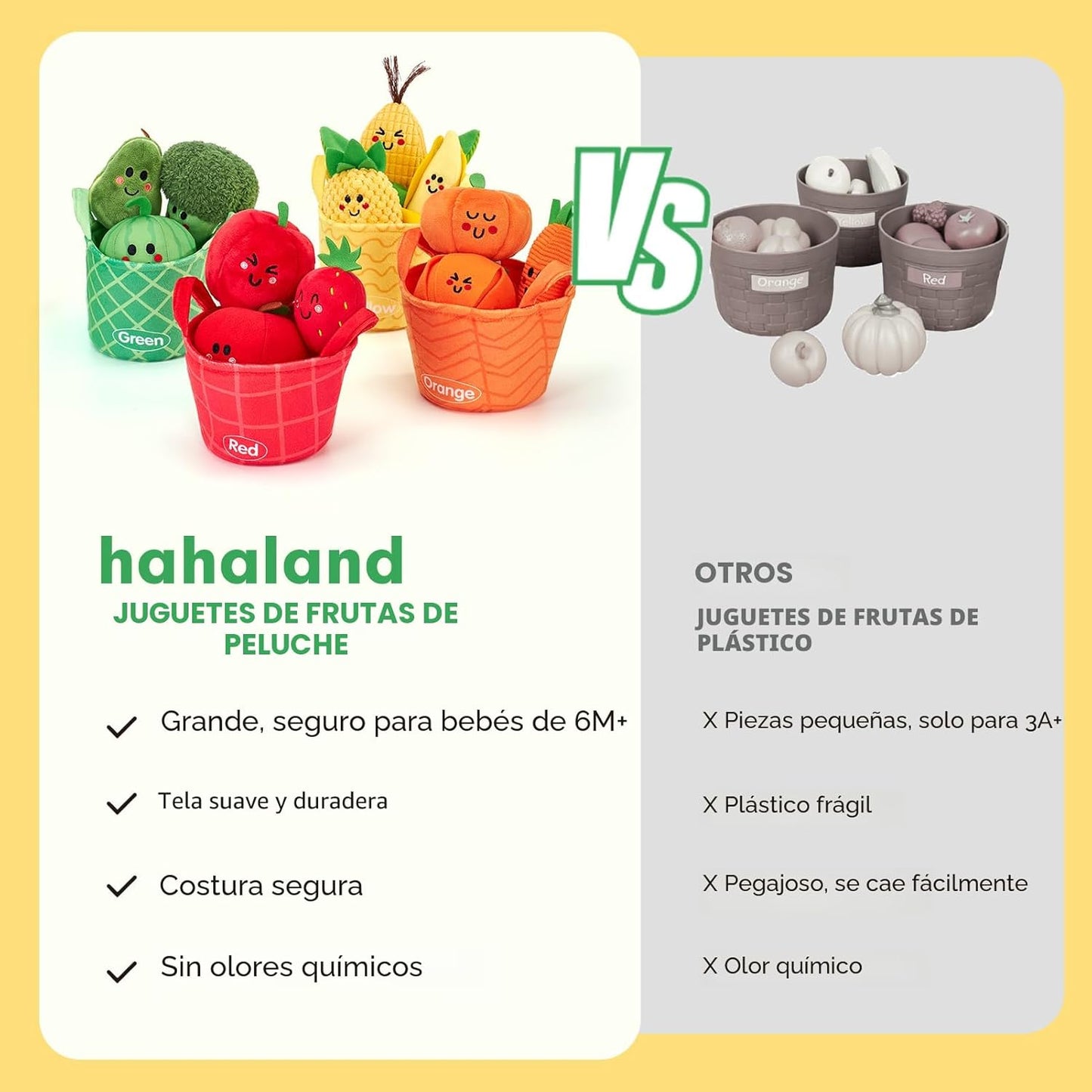 Hahaland Juguetes sensoriales para bebés - 16 piezas Mi primera fru...