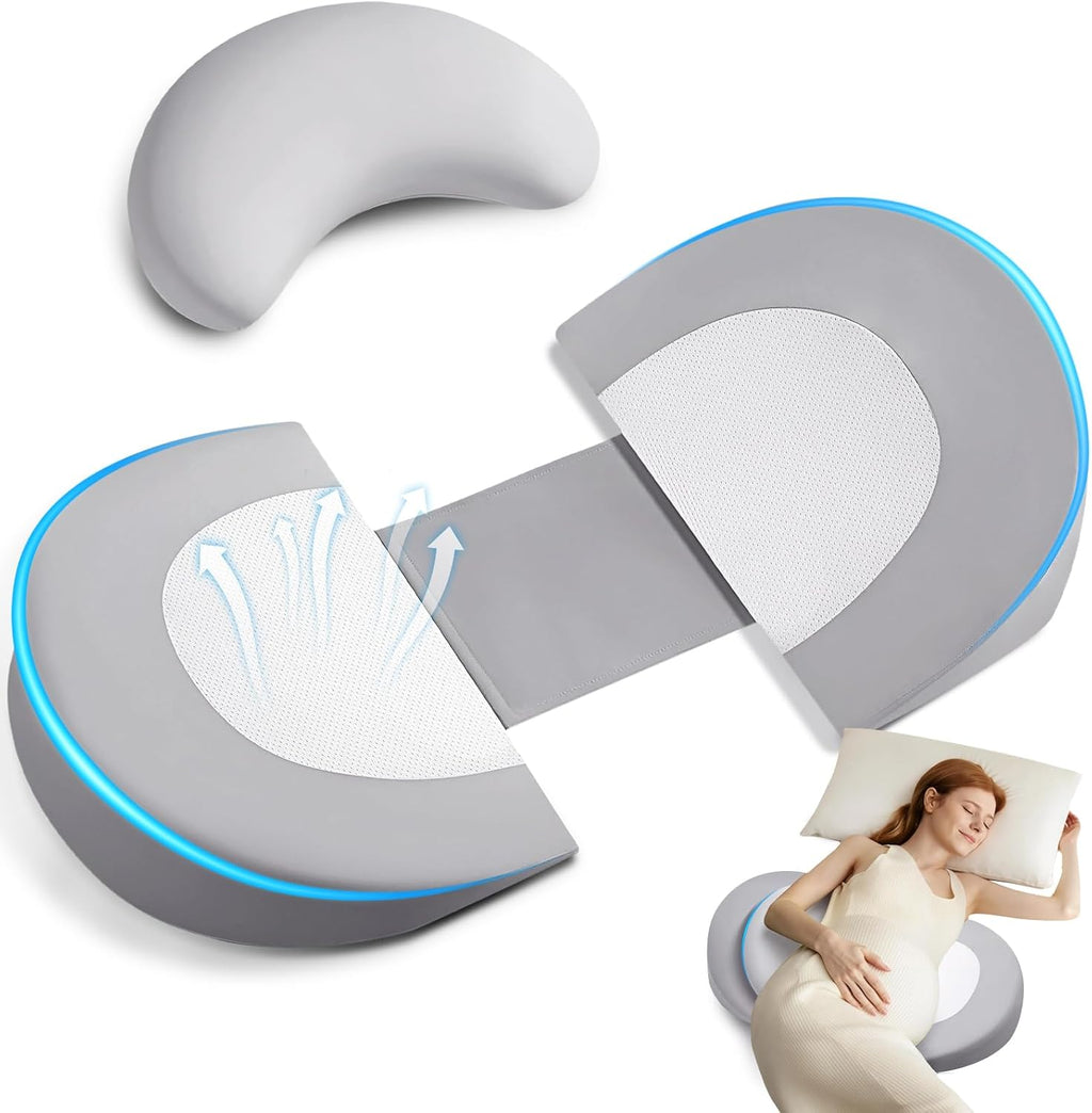 Almohada de embarazo de cuña para soporte del vientre, almohada de...