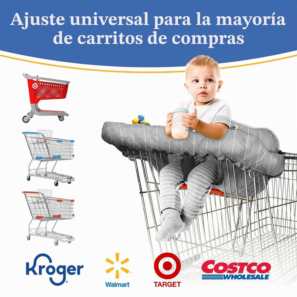 PILLANI Funda para carrito de compras para bebé, funda para silla a...