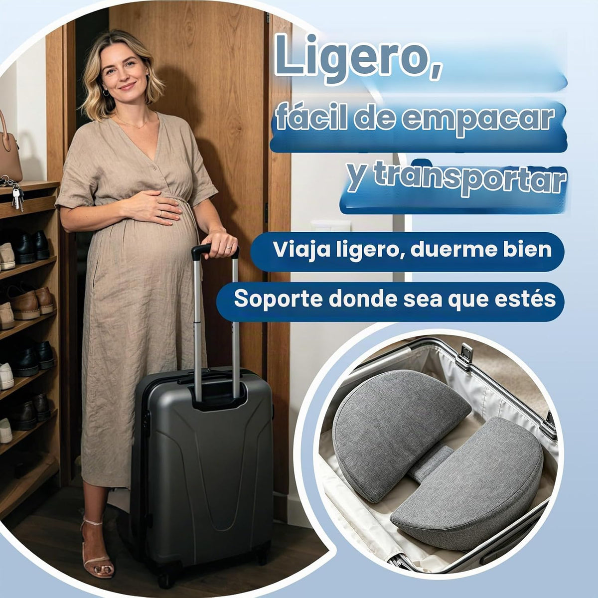 Almohadas de embarazo para dormir, cojín de cuña de embarazo, sopor...