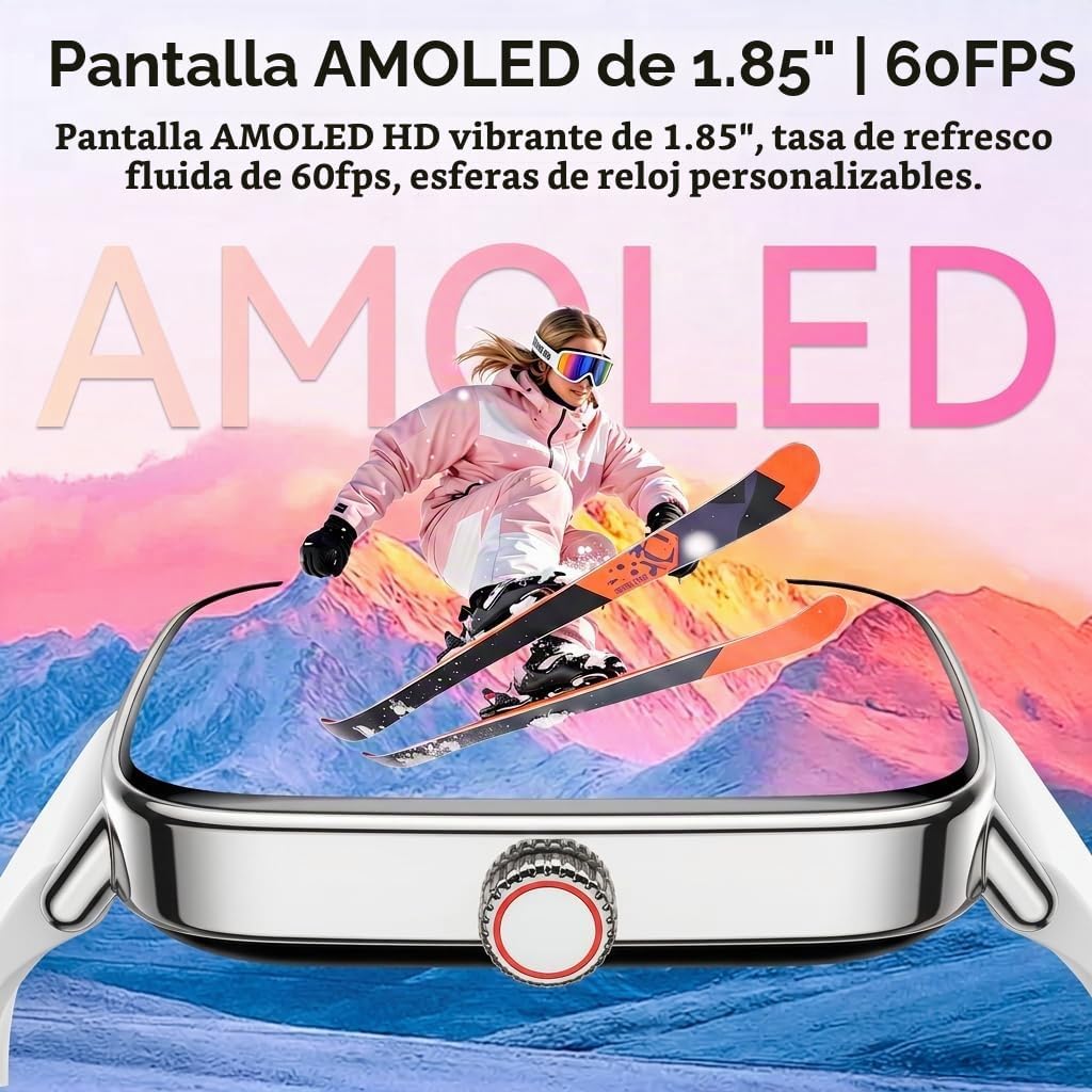 Tensky Reloj inteligente para mujer, 1.85 pulgadas HD AMOLED Fitnes...