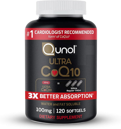 Qunol Cápsulas blandas CoQ10 de 100 mg, Ultra CoQ10 100 mg, 3 veces...