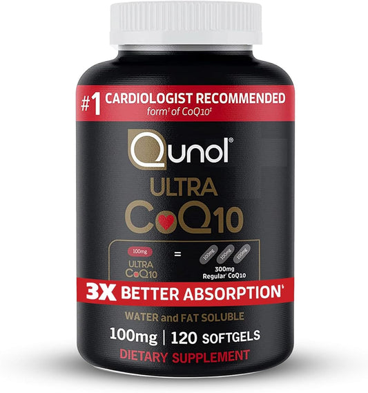 Qunol Cápsulas blandas CoQ10 de 100 mg, Ultra CoQ10 100 mg, 3 veces...