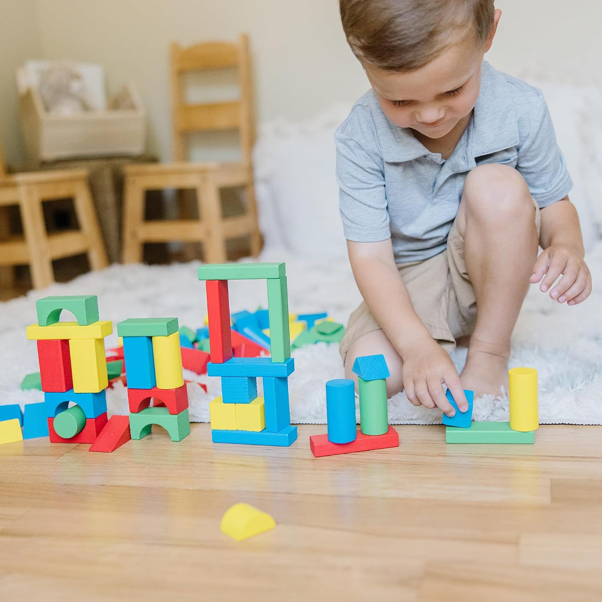 Melissa &amp; Doug - Juego de bloques de madera | 100 piezas, bloqu...