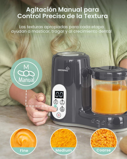 GROWNSY - Licuadora para comida de bebé con canasta de vapor, proce...