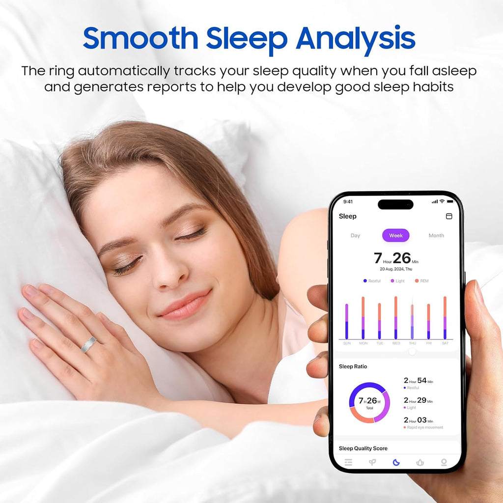 Smart Health Ring Fitness Tracker con monitoreo de estrés y sueño,...
