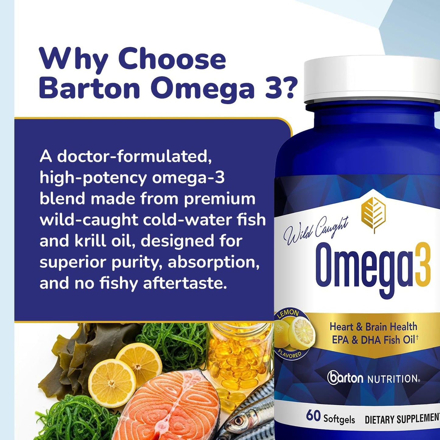 Suplementos de aceite de pescado Omega 3 para mujeres y hombres, 12...