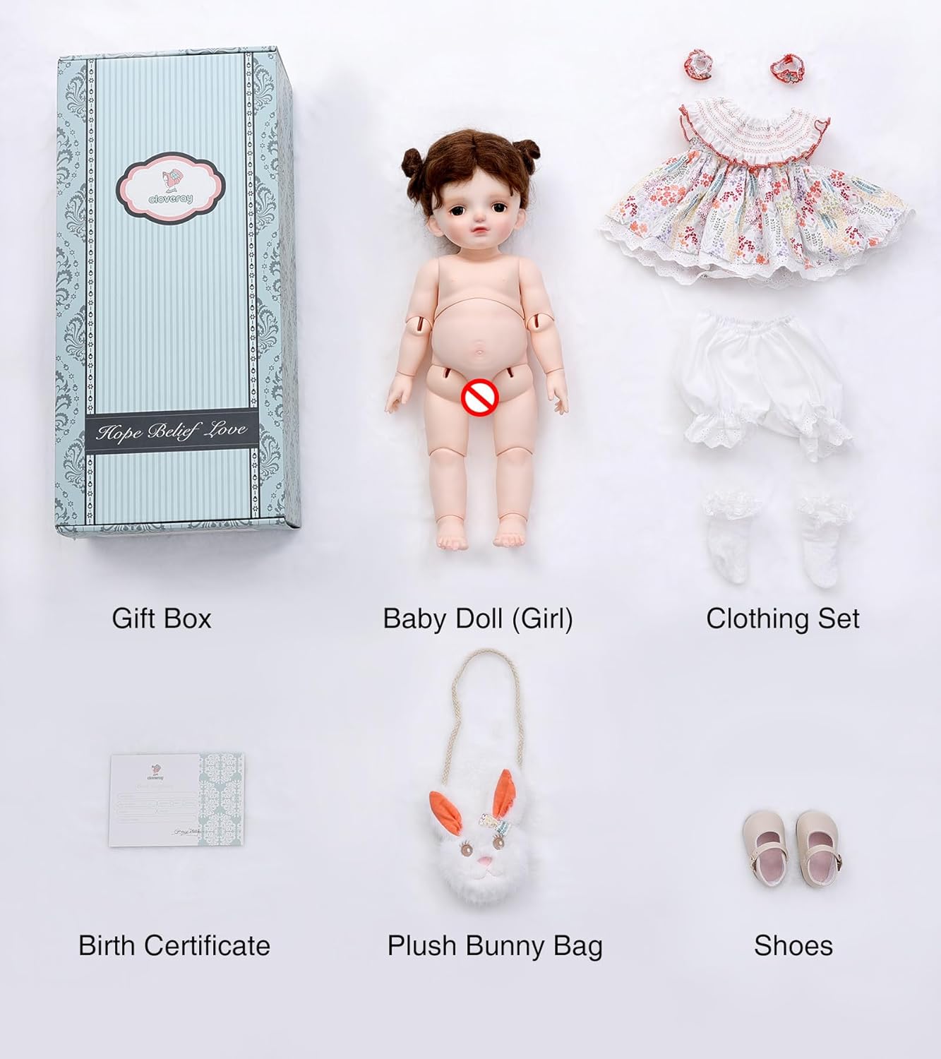 Cloveray Muñecas BJD, Muñeca Articulada de Bola 1\/4 Conjunto Compl...