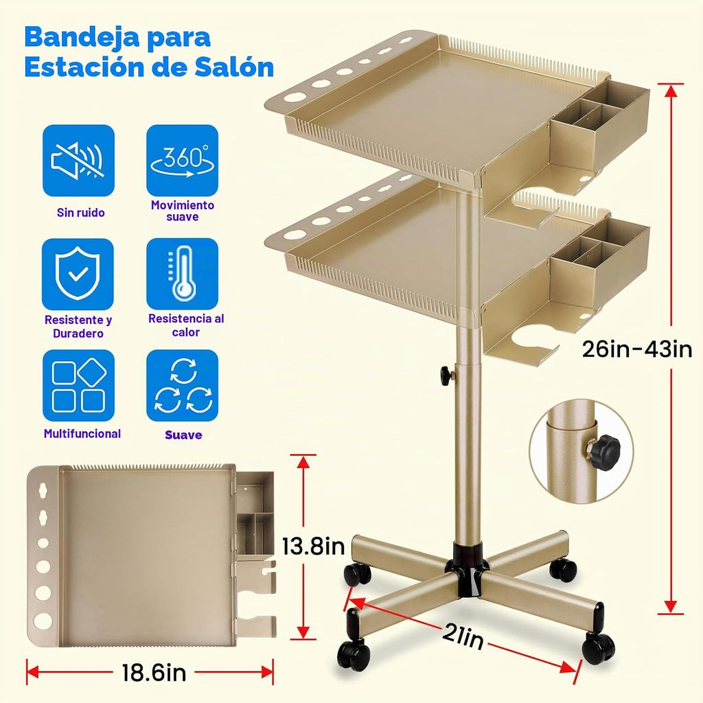 Bandeja rodante de salón con ruedas de altura ajustable - Bandeja d...