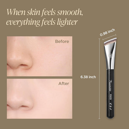 Piccasso FB33 - Cepillo de base con esponja 6P – Cepillo de tapa para base líquida y crema, rellena los poros con cerdas suaves para un maquillaje facial suave e impecable, herramienta profesional de