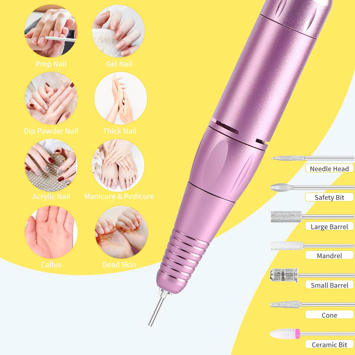 MOCOWIND - Taladro de uñas portátil profesional 35000 RPM, máquina...