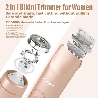 Akunbem Recortadora de bikini para mujer, maquinillas de afeitar el...