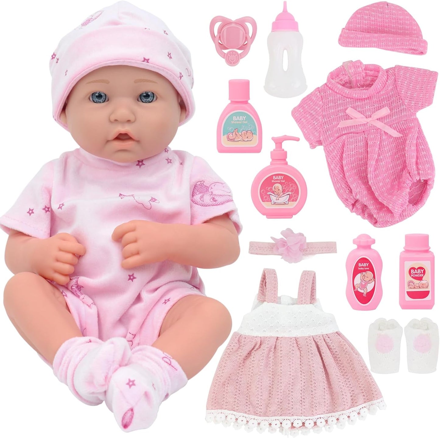 UNICORN ELEMENT Muñeca de bebé de 14 pulgadas con juego de accesori...