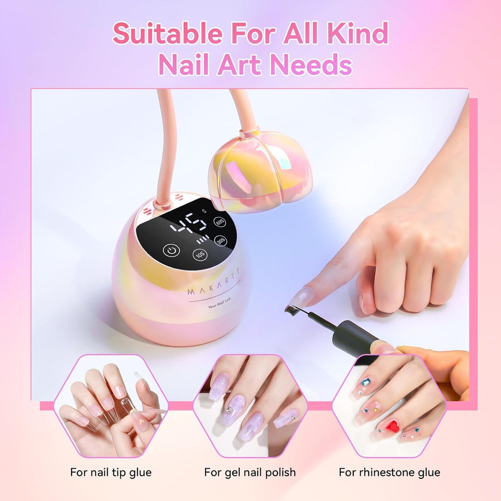 Makartt - Lámpara de uñas inalámbrica con cuello de cisne UV para u...